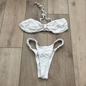 SHEIN White Textured Bikini Set